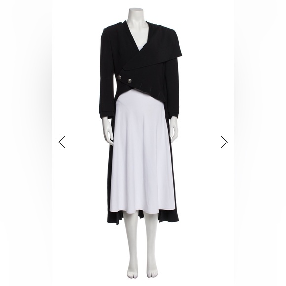 ALEXANDER McQUEEN Black Asymmetrical Tuxedo Dress Coat Tailcoat Military 10 M/L